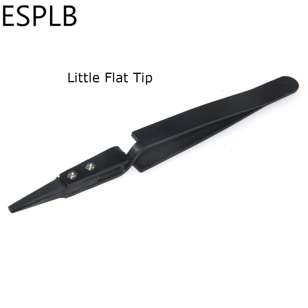 ESPLB החדש פינצטה הפוכה פלסטיק שחור טיפ נירוסטה ידית דיוק פינצטה מעוגל/שטוח/ישר טיפ פינצטה - 5
