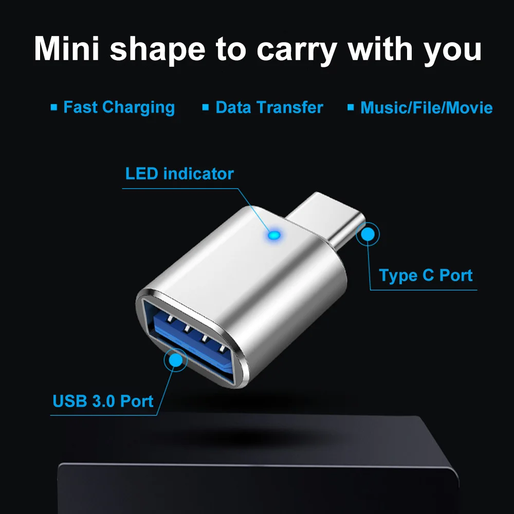 USB 3.0 להקליד C מתאם OTG USB Type C ממיר USB נקבה ל-USB C מחבר עם LED Indictor עבור Samsung פוקו Xiaomi Mi - 5