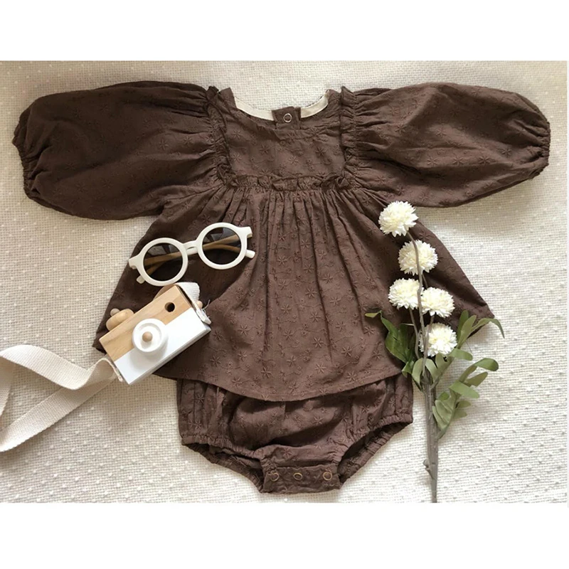 אביב קיץ בנות תינוק חליפת תינוקות שרוול ארוך חולצות + מכנסיים קצרים החליפה בגדים לתינוק בגדי ילדות להגדיר הפעוט בגדים - 5