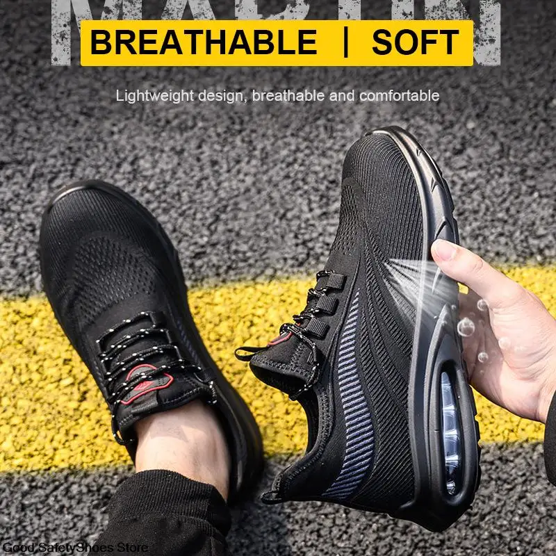 בוהן פלדה עבודה נעלי ספורט גברים לנשימה נעלי בטיחות הדיקור הוכחה משקל נעלי עבודה לגברים נשים בלתי ניתן להריסה נעליים - 5